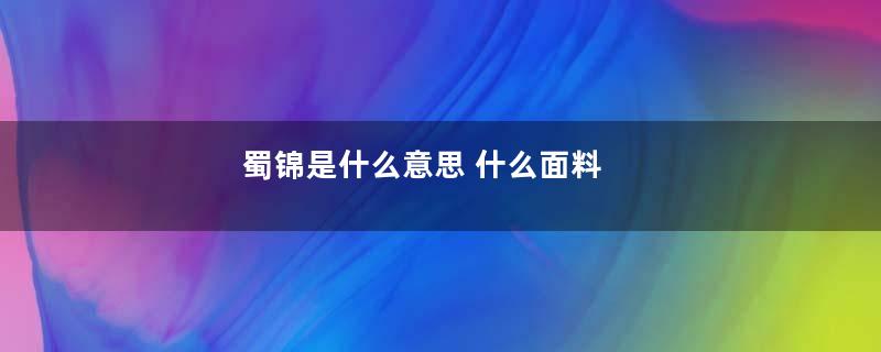 蜀锦是什么意思 什么面料